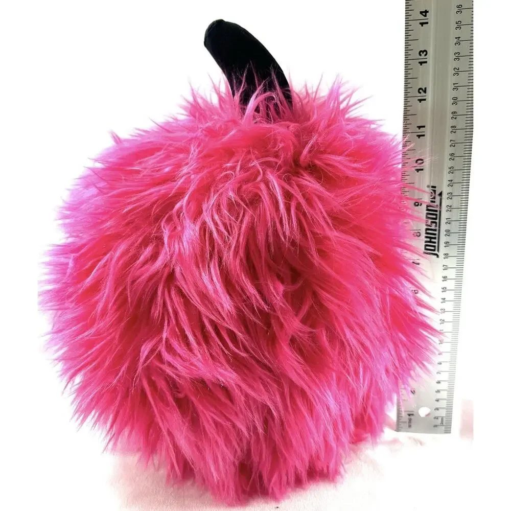 Cupcakes and Cashmere Pink Furry Jack-O’-Lantern Pumpkin Halloween Plush 14”